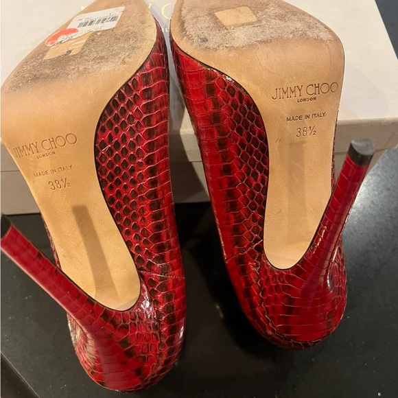 Authentic Jimmy Choo red snake anouk pump size 38.5. - Picture 4 of 12